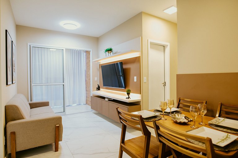 2 Quartos Alto Padrão a Poucos Passos da Praia